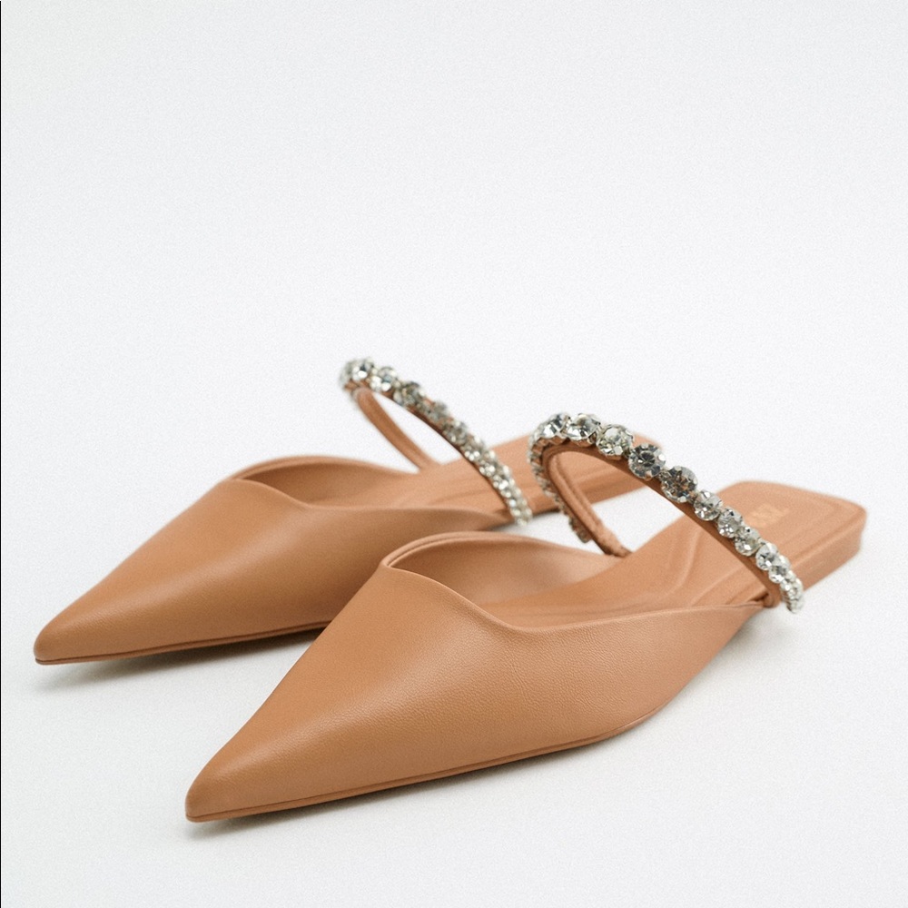 Zara rhinestones slingback shoes